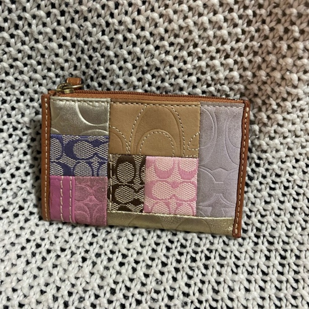 Small Coach Patchwork Key‎ Chain Pouch, multi colored.